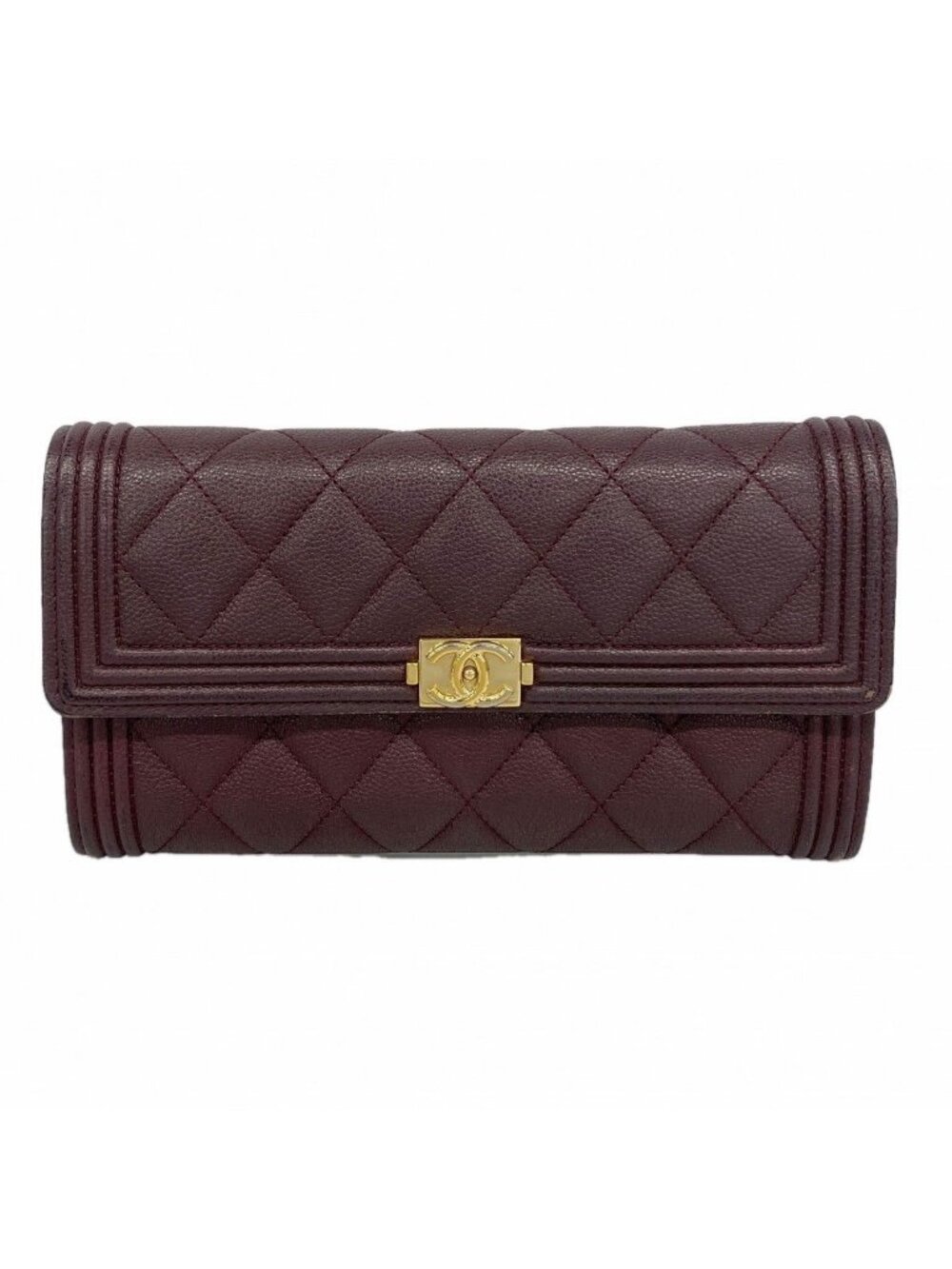 Chanel Wallet Bordeaux Caviar Leather Gold